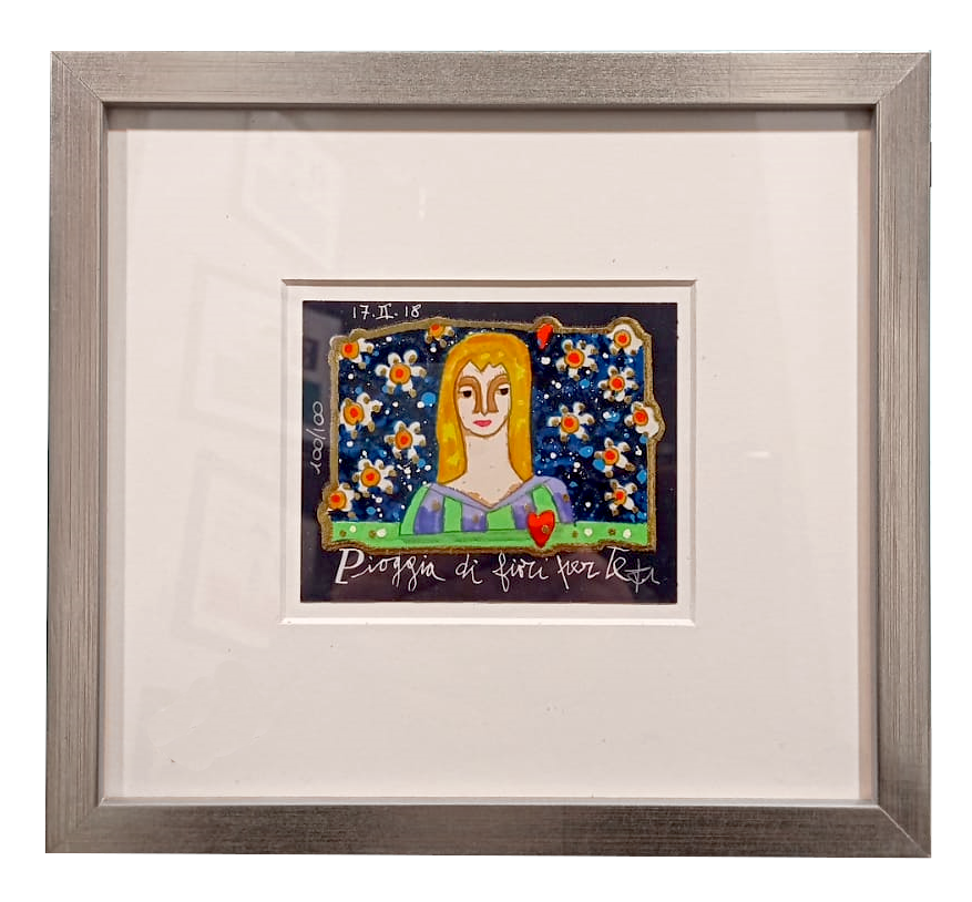 Grafica incorniciata di Francesco Musante: "Pioggia di fiori per te"