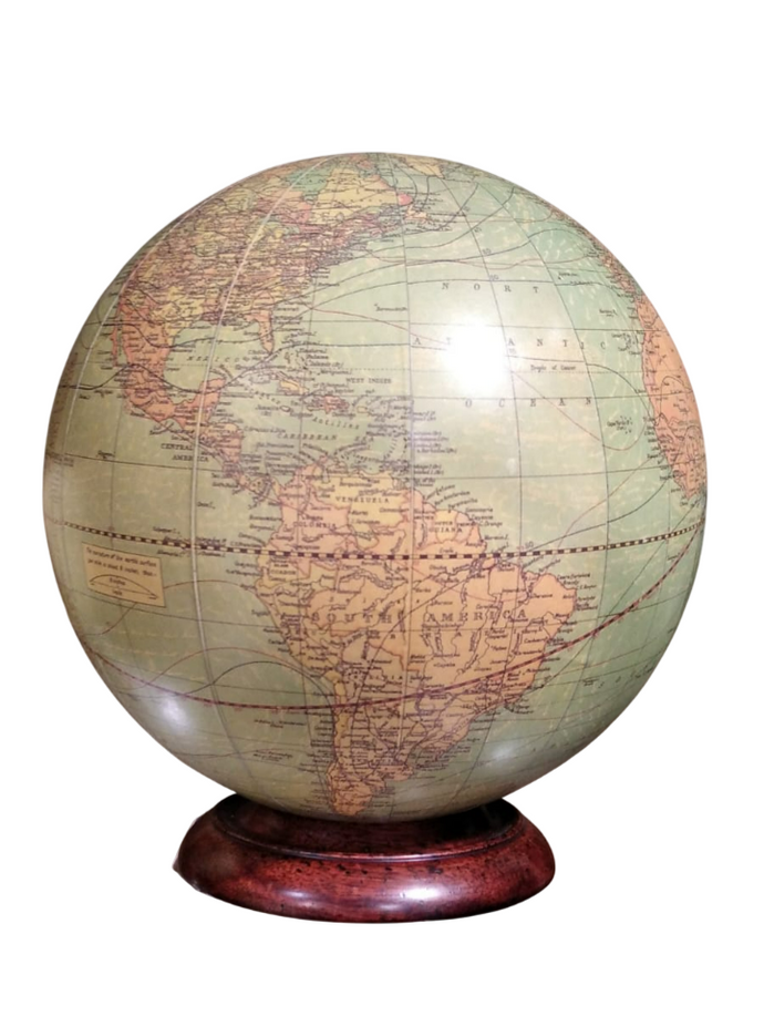 Mappamondo con base in legno 