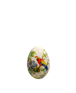 Uovo in ceramica con decoro "Pappagalli" Royal Family Sheffield (disponibile in tre dimensioni)