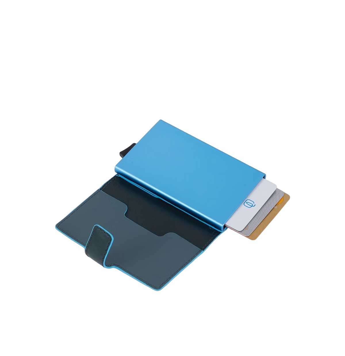 Porta carte di credito in pelle e metallo con RFID Bluesquare