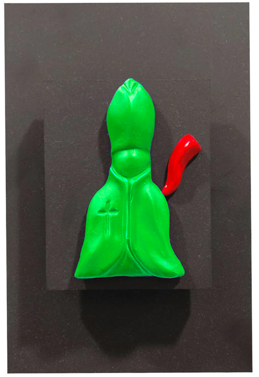 Quadro scultoreo in terracotta e legno "Pop Corn: San Gennaro" PupazzAria