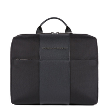 Carica l&#39;immagine nel visualizzatore di Gallery, Beauty case uomo in tessuto riciclato e pelle con gancio &quot;Brief&quot; Piquadro
