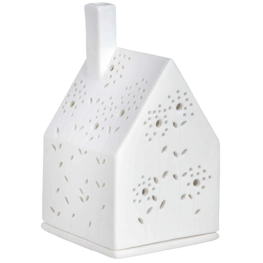 Decorazione in ceramica porta tea light "Casetta Flowers"