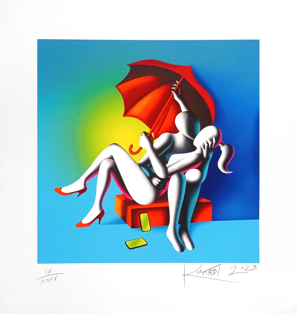 Grafica di Mark Kostabi:"Liberi dal mondo virtuale"