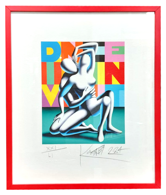 Grafica incorniciata di Mark Kostabi:"Love Letters"