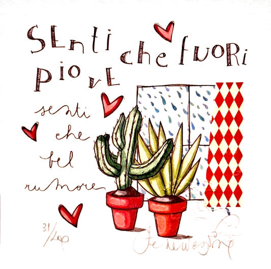 Grafica di Federica Porro: "Senti che fuori piove"