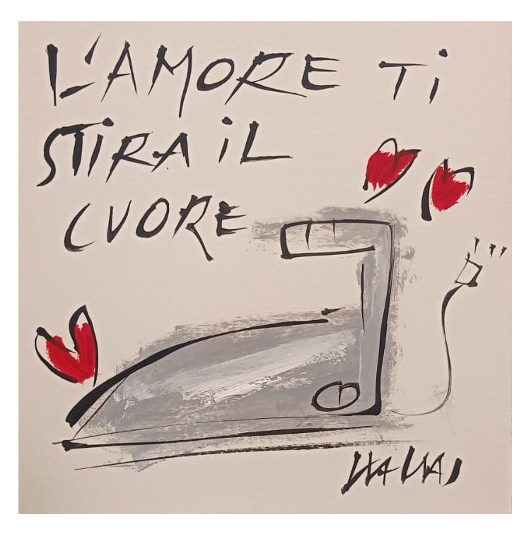 Opera unica tecnica mista di Wallas: "L'amore ti stira il cuore"