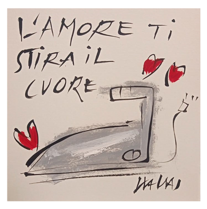 Opera unica tecnica mista di Wallas: "L'amore ti stira il cuore"