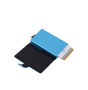 Porta carte di credito in pelle e metallo con RFID Bluesquare nero