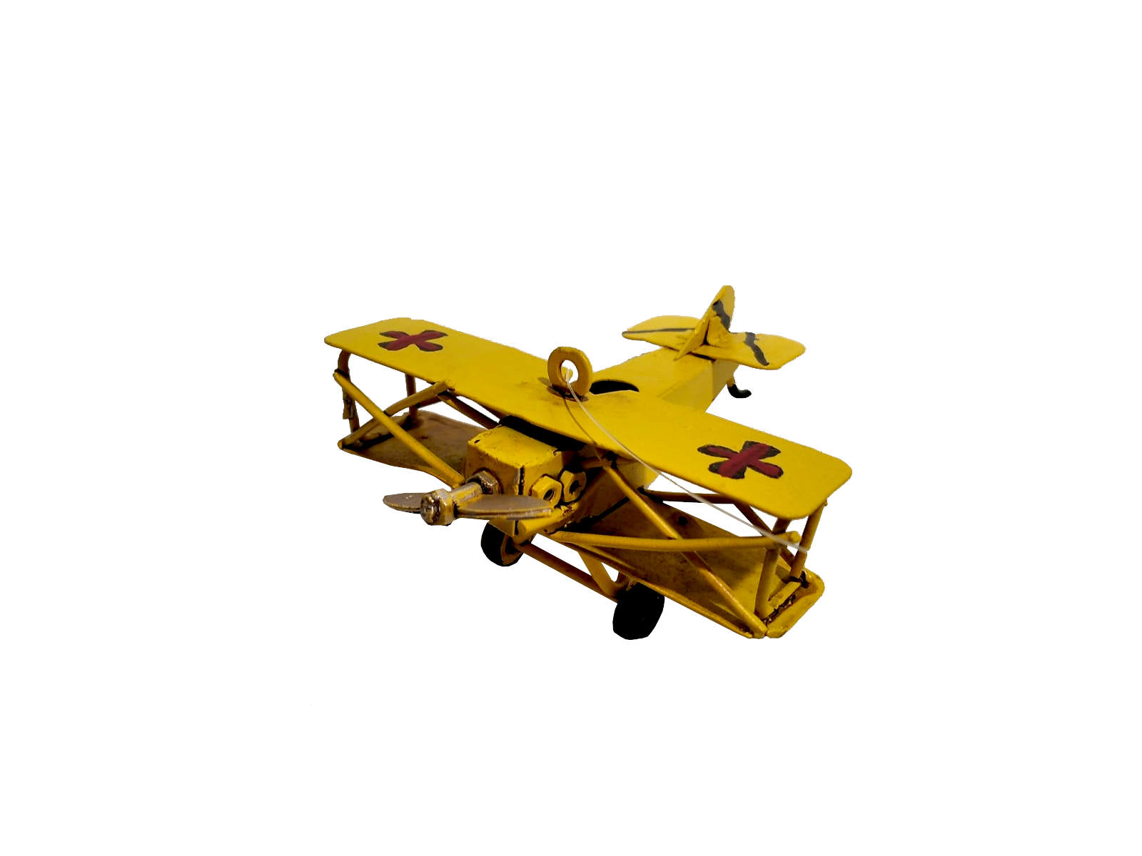 Mini modellino di aereo in latta dipinta (disponibile in due colori)