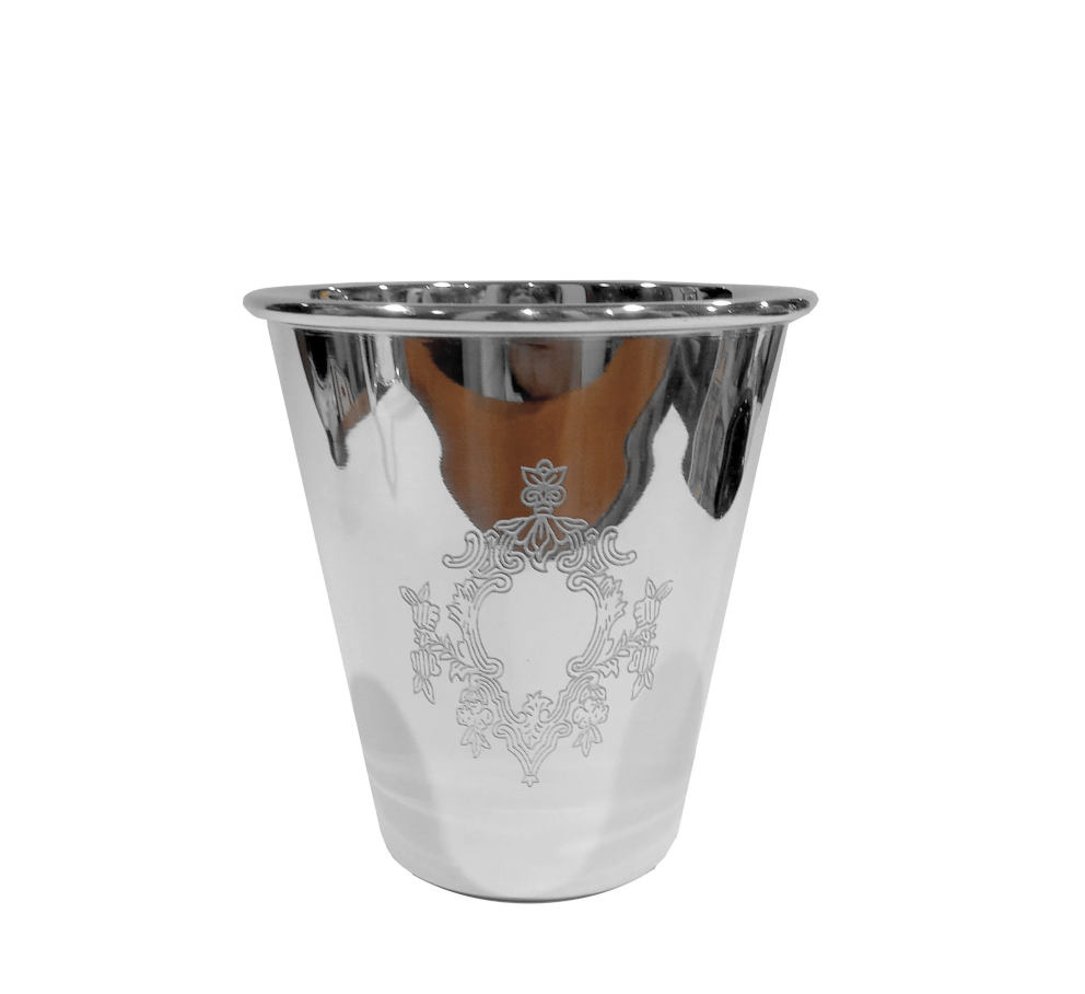 Bicchiere Sheffield stile inglese con stemma inciso