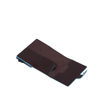 Porta carte di credito in pelle e metallo con RFID Bluesquare mogano