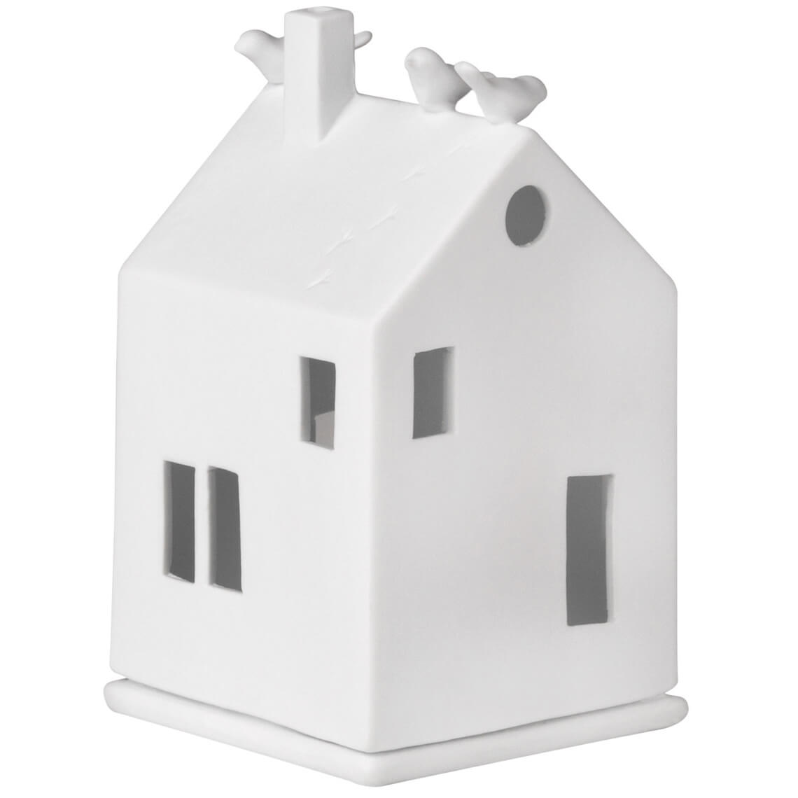 Decorazione in ceramica porta tea light "Casetta Uccellini"