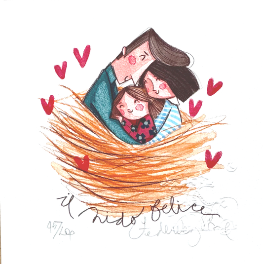 Grafica di Federica Porro: "Il nido felice" (bimba)
