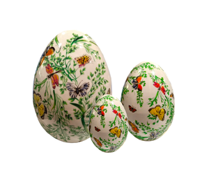 Uovo in ceramica con decoro "Aria di Primavera" Royal Family Sheffield (disponibile in due dimensioni)