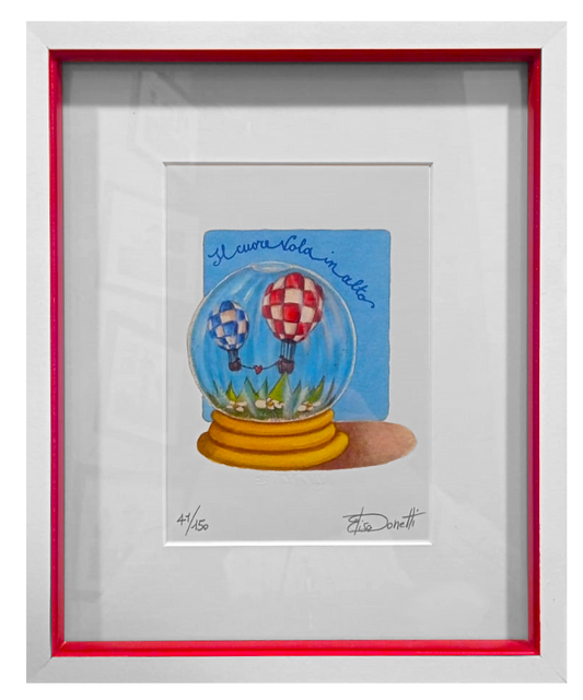 Grafica incorniciata di Elisa Donetti "Il cuore vola in alto"
