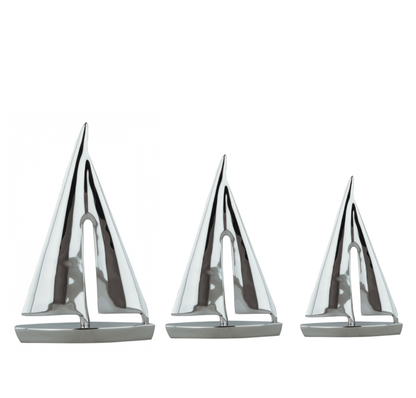 Scultura Barca a vela in alluminio lucidato
