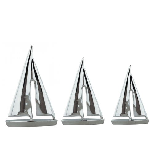 Scultura Barca a vela in alluminio lucidato