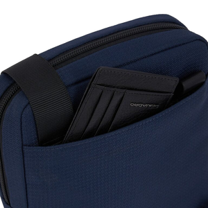 Borsello porta  iPad®Air-iPad Pro 9.7/iPad 10.5 in tessuto e pelle Wollem Piquadro blu