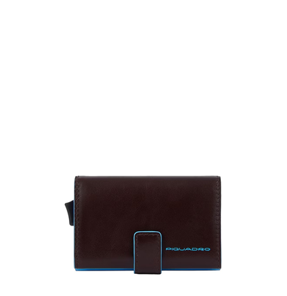 Porta carte di credito in pelle e metallo con RFID Bluesquare mogano