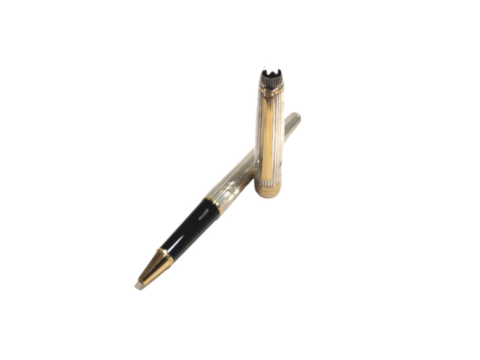 Penna roller Montblanc Meisterstuck solitaire sterling 1636 in argento con finiture oro