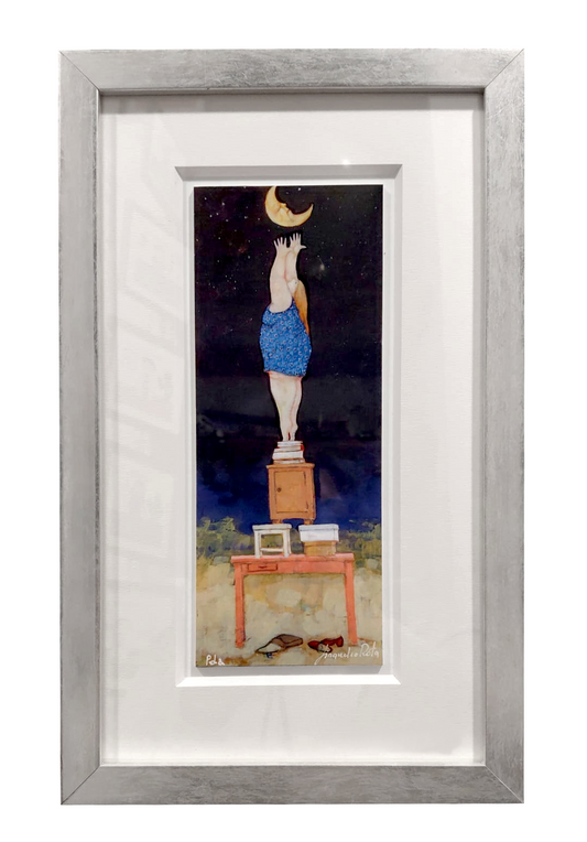 Grafica incorniciata di Lisandro Rota "L'inafferrabile luna"