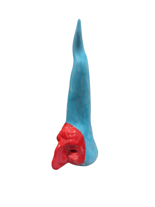 Corno artigianale smaltato con maschera "Anemos e Pathos"