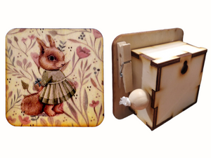 Carillon in legno portafoto con decoro "Coniglietta" Picà