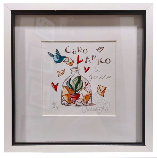 Grafica incorniciata di Federica Porro: "Caro amico ti scrivo"