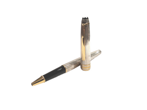 Penna roller Montblanc Meisterstuck solitaire sterling 1636 in argento con finiture oro