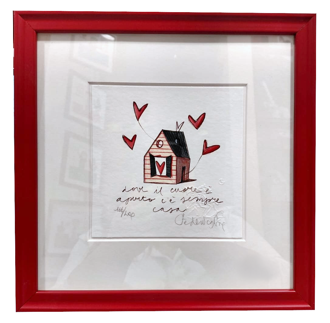 Grafica Federica Porro "Dove il cuore è aperto c'è sempre casa"
