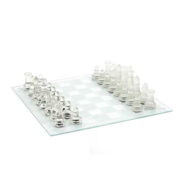 Scacchiera 25x25 in vetro completa di scacchi