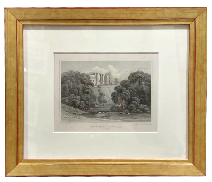 Incisione su acciaio del 1829 "Brancepeth Castle" da "Seats, mansions, castles and co., of noblemen. gentlemen and co, in England, Wales, Scotland and Ireland"