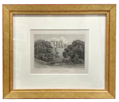 Incisione su acciaio del 1829 "Brancepeth Castle" da "Seats, mansions, castles and co., of noblemen. gentlemen and co, in England, Wales, Scotland and Ireland"
