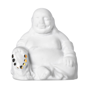 Portafortuna in ceramica con scatolina in legno "Buddha"