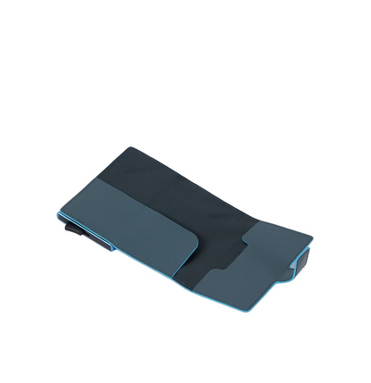 Porta carte di credito in pelle e metallo con RFID Bluesquare