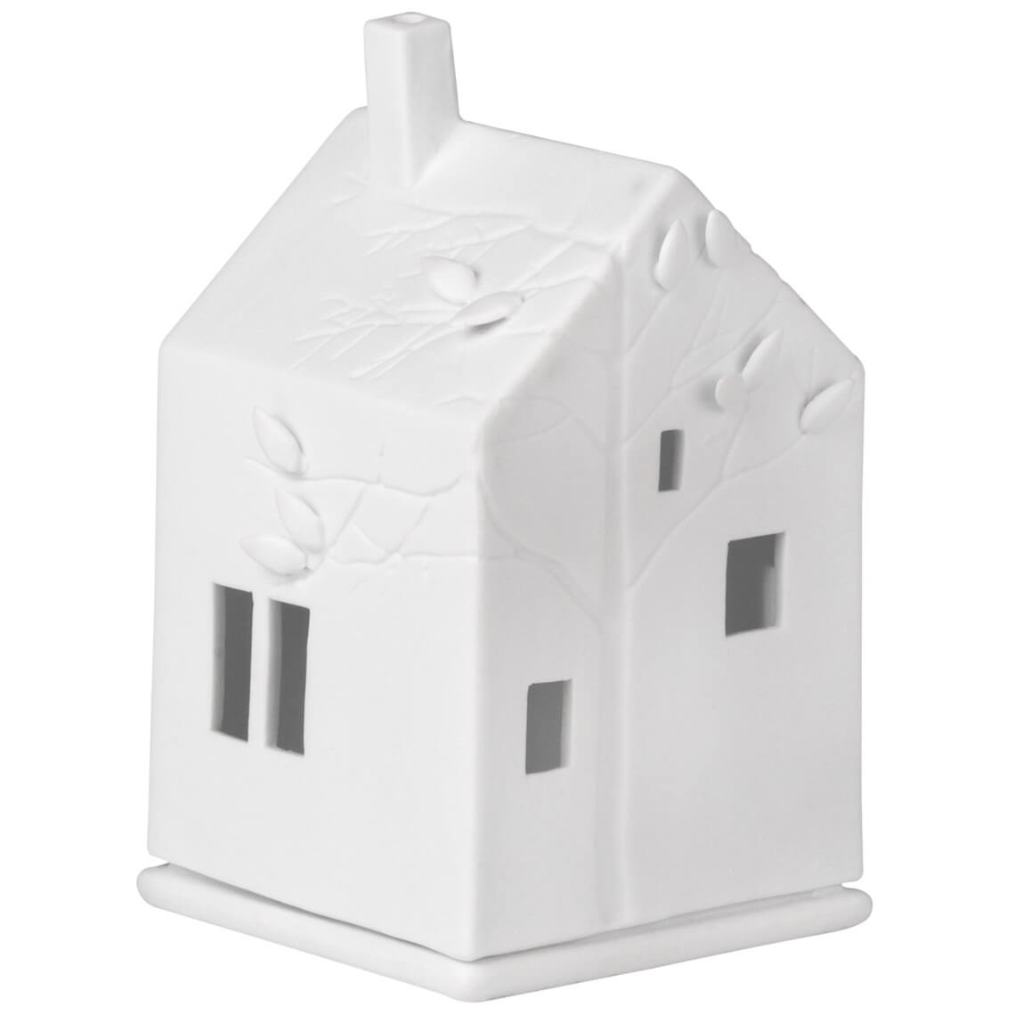 Decorazione in ceramica porta tea light "Casetta Foglie"