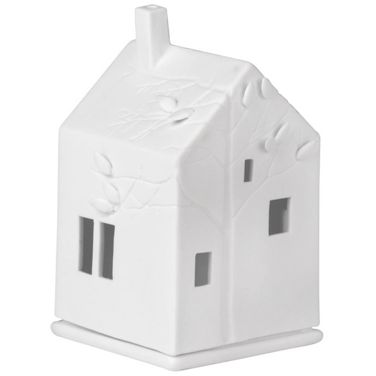 Decorazione in ceramica porta tea light "Casetta Foglie"
