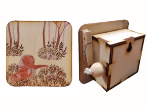 Carillon in legno portafoto con decoro "Elefantino" Picà
