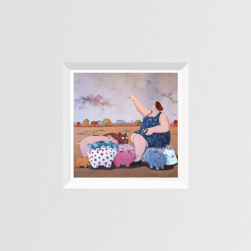 Grafica di Lisandro Rota "Save the piggy bank pig"