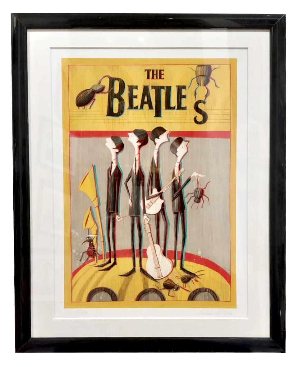 Grafica incorniciata di Giulia del Mastio: "The Beatles"