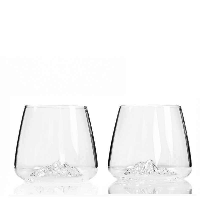 Set due bicchieri da whisky "Topographic: Monte Bianco e Everest"