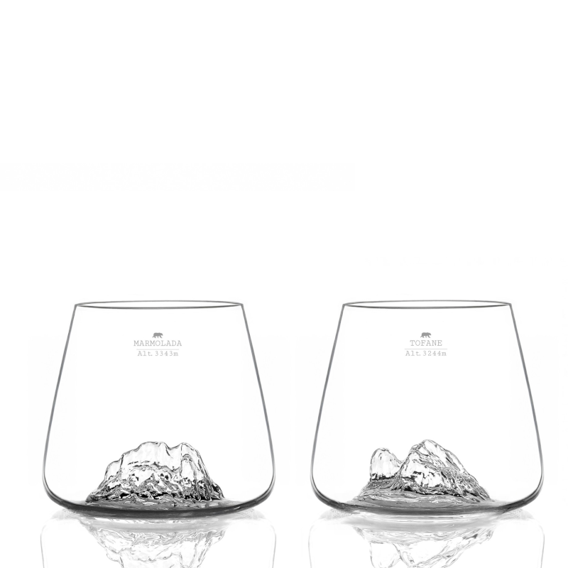 Set due bicchieri da whisky "Topographic: Tofane e Marmolada"