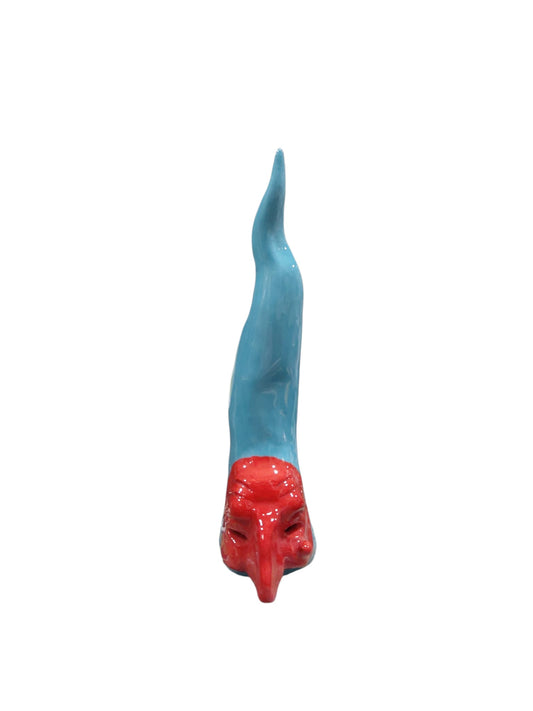 Corno artigianale smaltato con maschera "Anemos e Pathos"