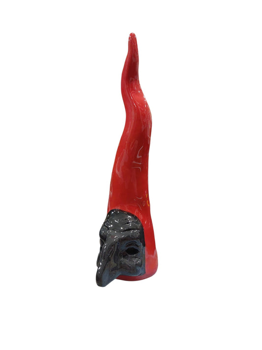 Corno artigianale smaltato con maschera "Anemos e Pathos"