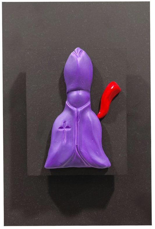 Quadro scultoreo in terracotta e legno "Pop Corn: San Gennaro" PupazzAria