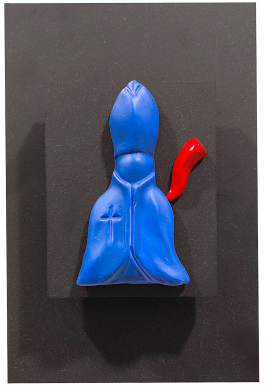 Quadro scultoreo in terracotta e legno "Pop Corn: San Gennaro" PupazzAria