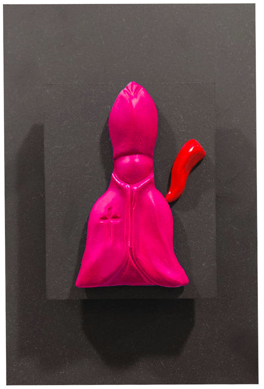 Quadro scultoreo in terracotta e legno "Pop Corn: San Gennaro" PupazzAria