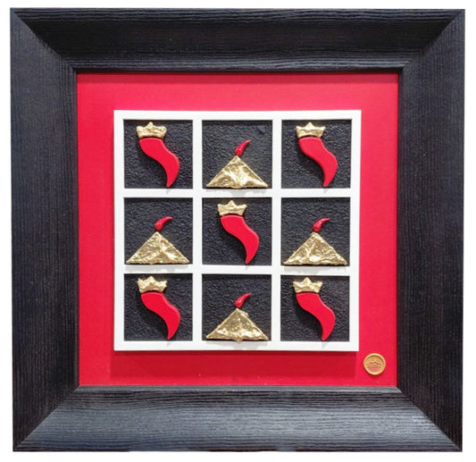 Quadro scultoreo in pietra con cornice in legno "Partenope tris" Alleria