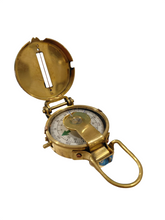 Carica l'immagine nel visualizzatore di Gallery, Bussola militare nautica con finitura lucida ottone e coperchio a cardine
